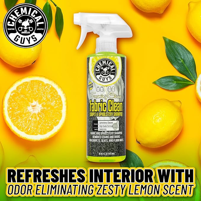 Chemical Guys Foaming Citrus Fabric Clean Carpet & Upholstery Cleaner, Ready to Use, Sprayable (for Carpets, Seats & Floor Mats), Safe for Cars, Home, Office, & More, 32 fl oz, Citrus Scent