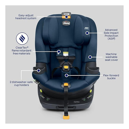 Chicco Fit360® SE ClearTex® Rotating Convertible Toddler Car Seat with 360 Degree Rotation for Rear-Facing and Forward-Facing Usage (No Infant Insert Included) | Stellar/Blue