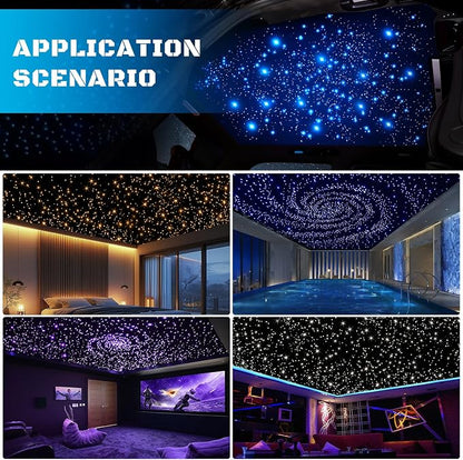 Fiber Optic Car Starlight Headliner Kit, Twinkle & Sound Activated RGBW 16W 200pcs*0.03in*6.5ft Fiber Strands Car Star Roof Lights with APP& Remote Controlled, Ceiling Star Lights for Home/Car Decor