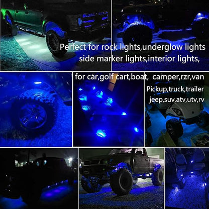 20 Pcs Blue LED Rock Strip Lights,Wheel Well Underglow Lighting Kits,Car Rock Lights Exterior Side Marker Lights for Wrangler Truck Golf Cart RV RV SUV Offroad