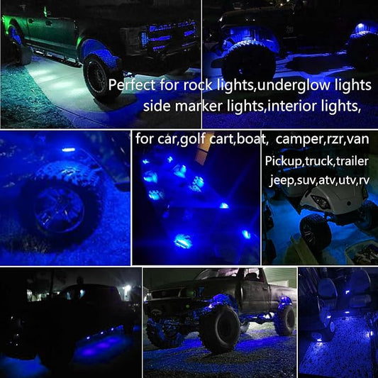 20 Pcs Blue LED Rock Strip Lights,Wheel Well Underglow Lighting Kits,Car Rock Lights Exterior Side Marker Lights for Wrangler Truck Golf Cart RV RV SUV Offroad