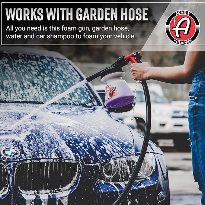 Adam's Foam Gun Car Wash Foam Sprayer - Connects to Garden Hose for Car Washing, No Pressure Washer Required, Use Snow Foam Blaster with Car Soap, Shampoo or Detergent