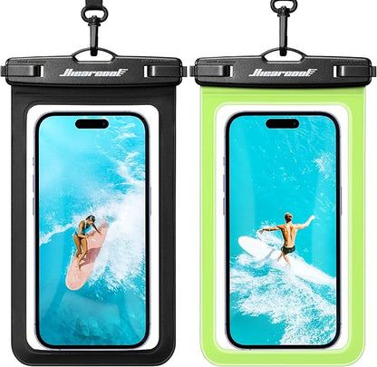 Hiearcool Waterproof Phone Pouch,Waterproof Phone Case for iPhone 17 16 15 14 13 Pro Max Plus up to 8.9",IPX8 Cellphone Dry Bag for Beach Cruise Travel Black&Olive Green-2Pack