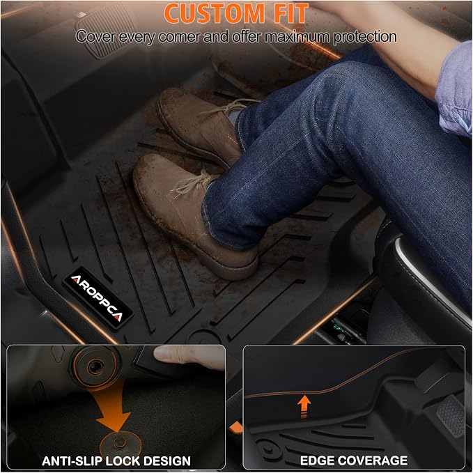 All Weather Car Floor Mats Cargo Liner with Backrest Mat for GMC Acadia 2017-2023 (Only Fit 6 Seats), TPE Rubber Liners Full Set with Door Sill Protectors Automotive Mats for 2023 Acadia Accessories