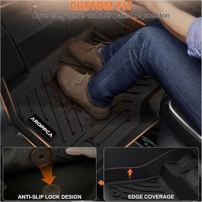 All Weather Car Floor Mats Cargo Liner with Backrest Mat for GMC Acadia 2017-2023 (Only Fit 6 Seats), TPE Rubber Liners Full Set with Door Sill Protectors Automotive Mats for 2023 Acadia Accessories