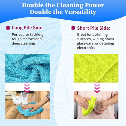 FIXSMITH Microfiber Cleaning Cloth - Pack of 12, Multi-Functional Towels, Size: 12 x 16 in, Highly Absorbent Rags, Lint-Free, Streak-Free for Car, Kitchen, Home, Office