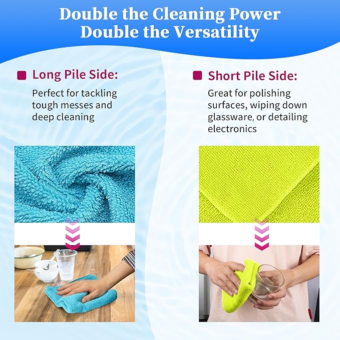 FIXSMITH Microfiber Cleaning Cloth - Pack of 24, Multi-Functional Towels, Size: 12 x 16 in, Highly Absorbent Rags, Lint-Free, Streak-Free for Car, Kitchen, Home, Office