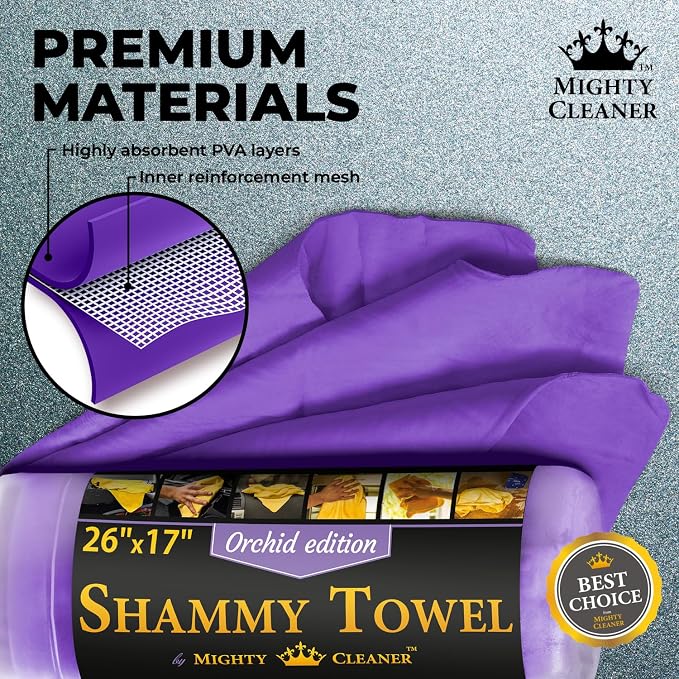 Premium 2pk +1 Free Shammy Cloth for Car Drying - 26"x17" - Super Absorbent Chamois Towel - Scratch-Free, Reusable & Soft Wash Cloth - Car Drying Towels