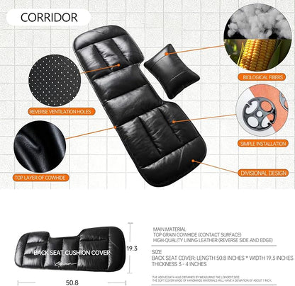 A leather rear seat cushion specially designed for cars - made by hand - can relieve pain in the buttocks, pressure points, and sciatic nerve. | Rear seat cover (Premium Black, Rear Seat Cushion)