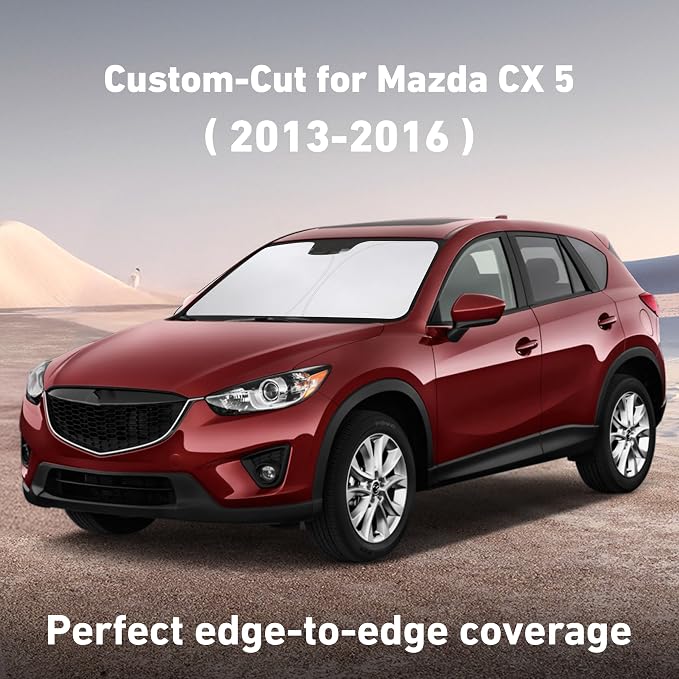 EcoNour Windshield Sunshade Compatible for Mazda CX-5 2013-2014 2015 2016, Sun Visor for Front Windshield & Window Sun Shade Cover, UV Heat Blocker & Protector, Car Accessories