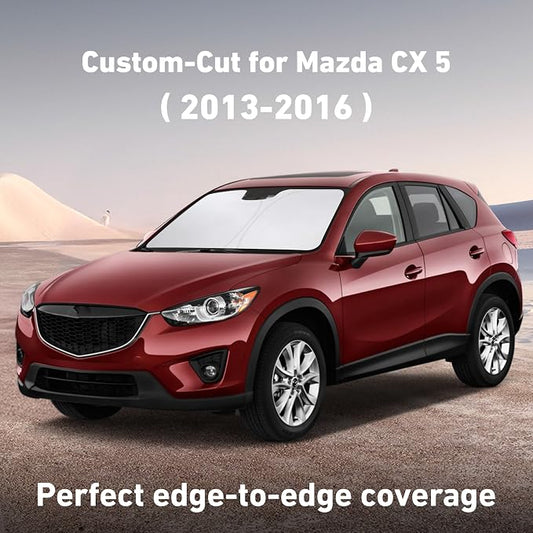 EcoNour Windshield Sunshade Compatible for Mazda CX-5 2013-2014 2015 2016, Sun Visor for Front Windshield & Window Sun Shade Cover, UV Heat Blocker & Protector, Car Accessories