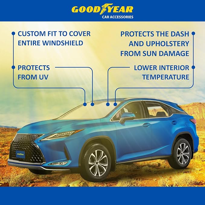 Goodyear Foldable Windshield Sunshade for Lexus RX 2016-2022, SUV car Accessories, Sunshade Cover, Sun Shade Car Windshield, Window Sun Blocker - GY008347