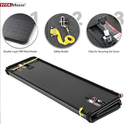 YITAMOTOR Quad Fold Hard Truck Tonneau Cover Fits for Dodge Ram 1500 2009-2024 (19-24 Classic ONLY) with 5.7ft Bed w/o Rambox, Heavy-Duty Aluminum Alloy Bed Cover