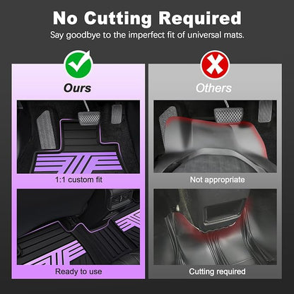 Floor Mats Fit for 10th Gen Honda Accord 2022 2021 2020 2019 2018 Sedan (Gasoline & Hybrid), All Weather Rubber Custom Fit Anti-Slip Floor Liners,1st & 2nd Row, Black & Purple