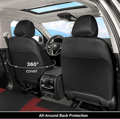 Coverado Universal Leather Seat Covers Full Set for 5 Seats – Waterproof, Durable All-Weather Protector for SUV, Pickup Truck, Sedan （Red）