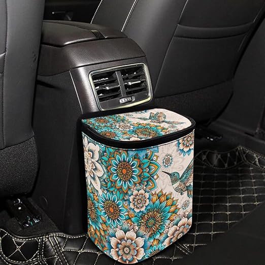 BIGCARJOB Lotus Hummingbird Car Trash Bag Car Trash Interior Accessories for Back Seat Headrest Car Trash Bin Hanging Trash Bag for Car Garbage Can