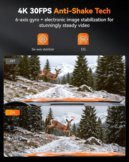 WOLFBOX X5 Duo 4K+2.5K Dash Cam Anti-Shake, 8MP STARVIS 2 IMX678 IMX675, Dual Car Camera Front and Rear, 5.8GHz Wi-Fi GPS, Included 64GB Card, Voice Control, Touch Screen, Parking Mode