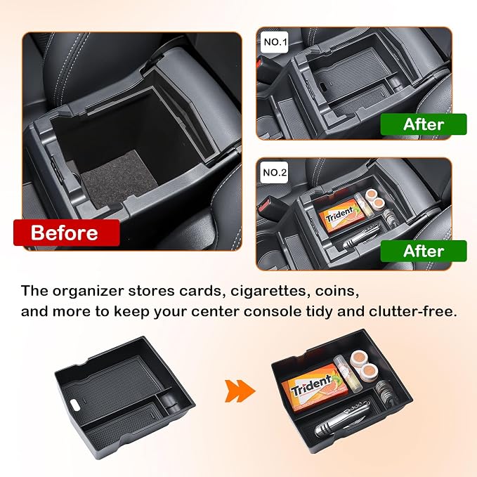 TACORBO Center Console Organizer Compatible with Subaru Forester 2019 2020 2021 2022 2023 2024 Accessories,Armrest Secondary Storage Box ABS Insert Glove Box Tray, Black Trim