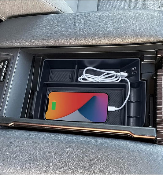 TOPINSTALL Center Console Organizer Compatible with 2021-2026 Toyota Sienna Accessories, Armrest Box Secondary Storage Tray Coin Container ABS Plastic-Black