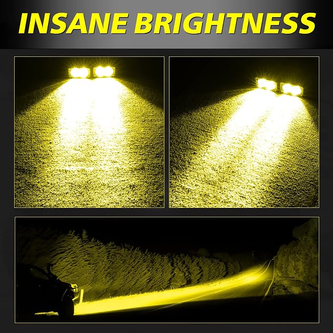 Yellow LED Pods 3 Inch 40W CREE LED Yellow Fog Lights | Spot Beam Small Offroad Driving Pods Lights Auxiliary Light Pods 2PCS for Truck Dirt Bike SUV UTV ATV Snowmobile Surron