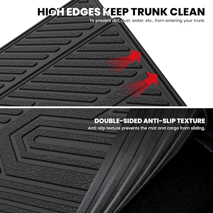 LASFIT Trunk Mat & Backrest Mats for Rivian R1S 2024 2023 2022, All Weather TPE Custom Fit Cargo Liner for R1S Cargo Mat, Black, Easy to Clean