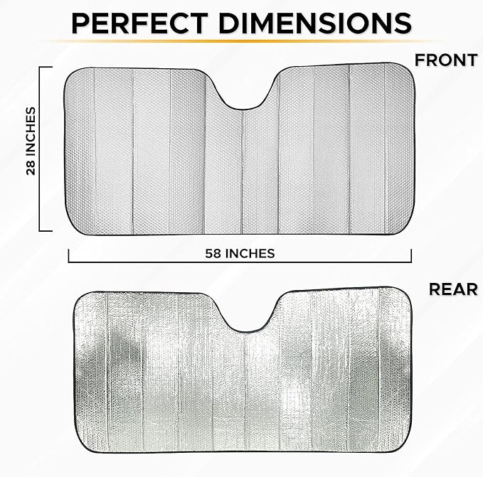 EcoNour Accordion Car Windshield Sun Shade (Gray) | Foldable Car Window Shades for UV Protection & Heat Block | Keeps Interior Cool | Sun Blocker for Front Window | 58 x 28 Inches
