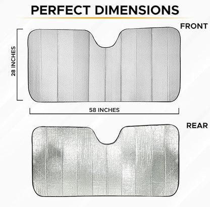 EcoNour Accordion Car Windshield Sun Shade (Gray) | Foldable Car Window Shades for UV Protection & Heat Block | Keeps Interior Cool | Sun Blocker for Front Window | 58 x 28 Inches
