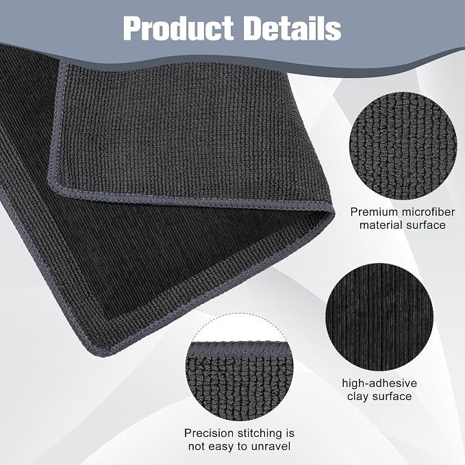 Clay Towel 12 x 12 Inch, Gray Clay Bar Towel for Auto Detailing Microfiber Car Cloth Cleaner Automotive for Car Detailing