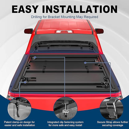 MOSTPLUS Tri-Fold Soft Truck Bed Tonneau Cover Compatible with 2004-2014 Chevy Chevrolet Colorado/GMC Canyon | 07-08 Isuzu I290 I370 6' FT Bed Fleetside On Top