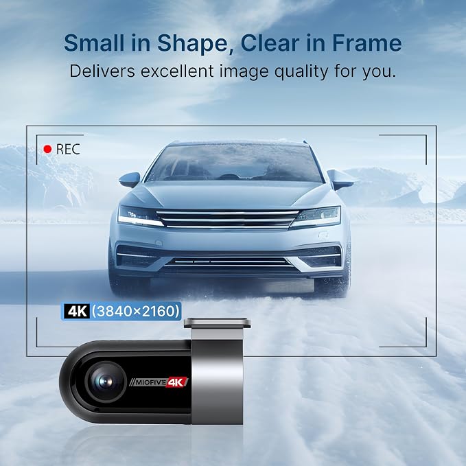 Miofive in-Car Rear Camera for Miofive S1/S1 Pro/S1 Ultra Series Dash Cam, 4K/2160P Backup Camera with Cable and 360° Rotation