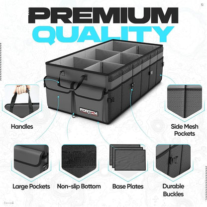 FORTEM Trunk Organizer For SUV Car Trunk Organizer, Foldable Storage, Car Accessories for Women Men, Collapsible Bag, 600D Oxford, Non Slip Bottom, Straps, Soft Cover (85L)