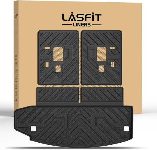 LASFIT Trunk Mat & Backrest Mat for Dodge Durango 2011-2026, Fit 2nd Row Bench Seat(7 Seats) & 2nd Row Bucket Seat (6 Seats), Not for 5 Seats, All Weather TPE Custom Fit Car Mat Cargo Liner, Black