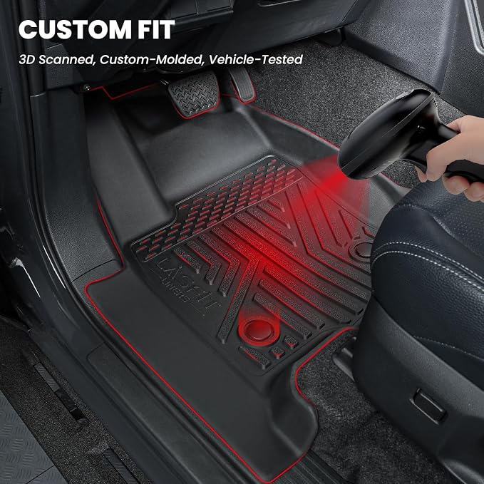 LASFIT Floor Mats & Cargo Liner with Backrest Mat for Ford Explorer 2022-2025 2026 6 Passenger, Custom Fit All Weather Protector TPE Easy Clean Floor Liners, Car Mats for Explorer Accessories, Black