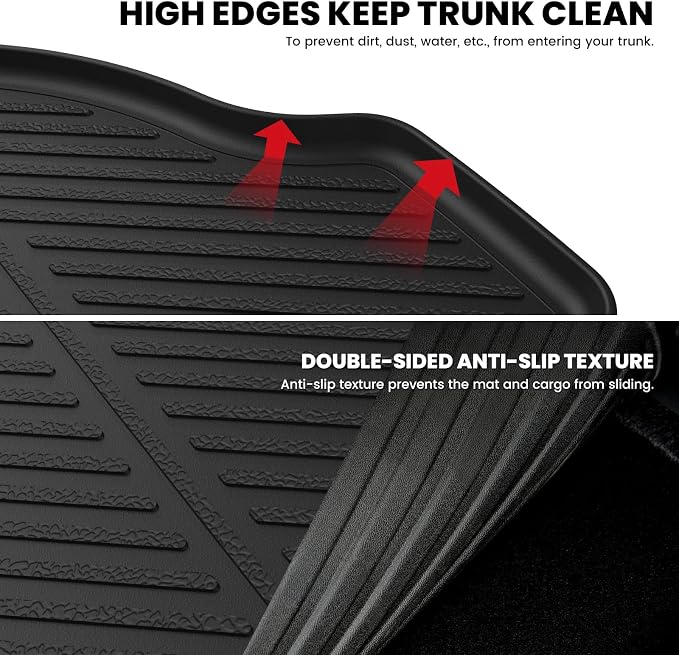 LASFIT Trunk Mat for Honda Accord 2017 2016 2015 2014 2013 Sedan Only, All Weather Custom Fit TPE Cargo Mat Trunk Tray Cargo Tray, Black (Not for Coupe & Hybrid)
