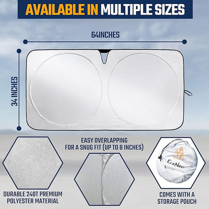Econour Car Front Windshield Sun Shade, Foldable Window Sun Shade Cover for SUV, Advanced Light Blocking Heat Protection, Windshield Dash Cover Sun Visor, Interior Car Accessories