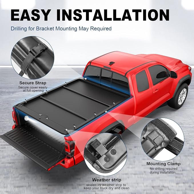 MOSTPLUS 5FT Roll-Up Soft Vinyl Truck Bed Tonneau Cover Compatible with 2016-2023 Toyota Tacoma Extra Short Model On Top Fleetside Cargo Bed 60Inch