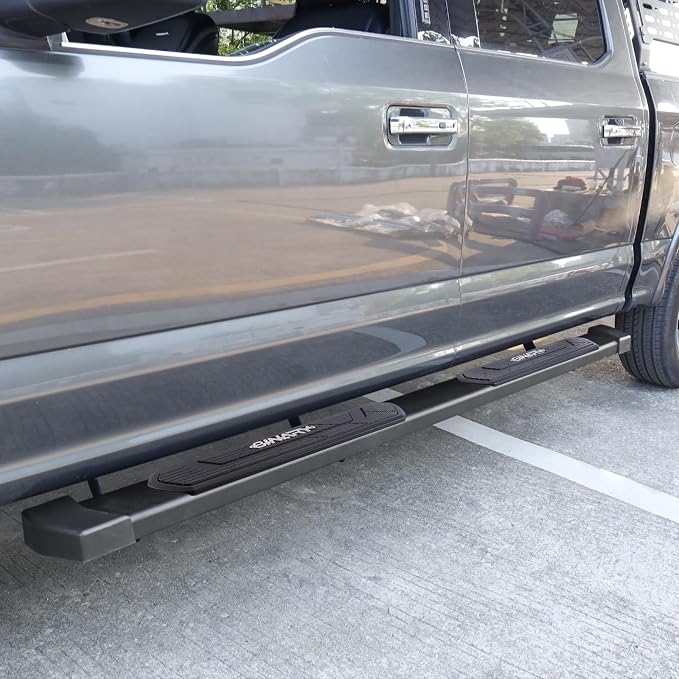 BINARY STAR 6 Inch Running Boards Compatible with 2009-2018 Dodge Ram 1500 Quad Cab, 10-24 Dodge Ram 2500 3500 Quad Cab, Carbon Steel Black Truck Side Step, Nerf Bars Steps with Non-Slip Plastic Pads.