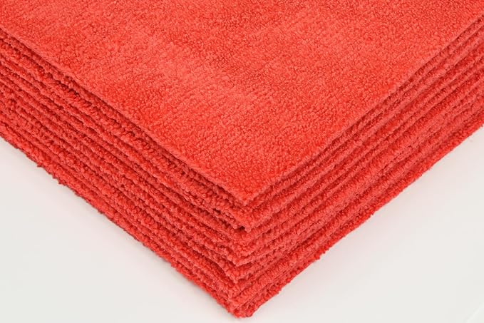 CleanAide Ultrasonic-Cut 300 GSM Microfiber Cleaning Towels, Lint-Free, Scratch-Free, Highly Absorbent, Durable & Reusable with Label-Free Edges for Auto, Home & Commercial Use, 14" x 14", 12-Pack,