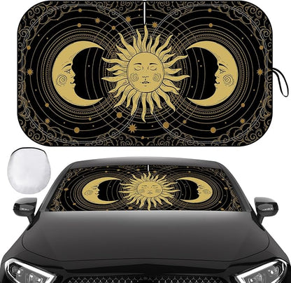 Windshield Sun Shade, Car Sun Shade Windshield, Reflector Sunshade Offers Ultimate Protection for Car Interior, Reflective Polyester Blocks Heat for Cars, Trucks, SUVs (57 x 31.5 in)