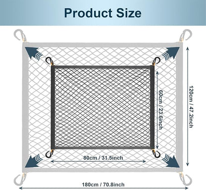 Cargo Net for SUV Trunk Organizer Elastic Storage Mesh Net with ABS Hook 31.5x23.6 Inches Stretch to 70.8x47.2 Inches Cargo Netting for Pickup Trucks Tailgate Accessories Gray