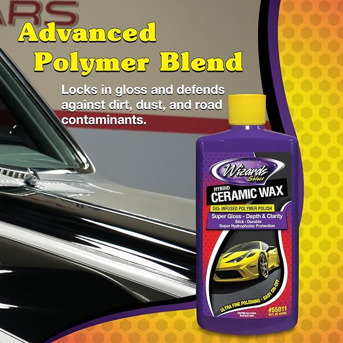 Wizards Hybrid Ceramic Wax – Ceramic Wax Coating for Cars – High Gloss Shine and Paint Sealant – Quick Detailing Hybrid Formula for Ultimate Protection and Renewed Polish – 16 fl oz (473 ml)