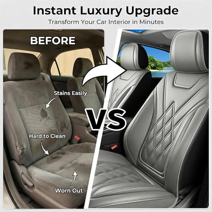 Car Seat Covers Compatible with Hyundai Ioniq 2017-2025 2026 - Full Set 5 Seats Luxury Leather All-Weather Seat Cushions & Protectors, Waterproof & Breathable, Airbag Compatible (Gray)