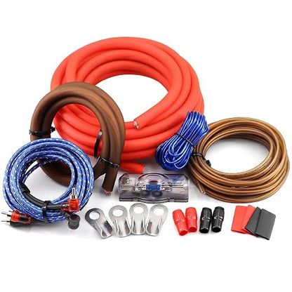 0 Gauge Amplifier Wiring Kit,3000W Car Audio Installation Kit with 17FT CCA Power Cable,RCA Cable,Speaker Wire,100A Fuse Holder – Complete Subwoofer Amp Wiring kit