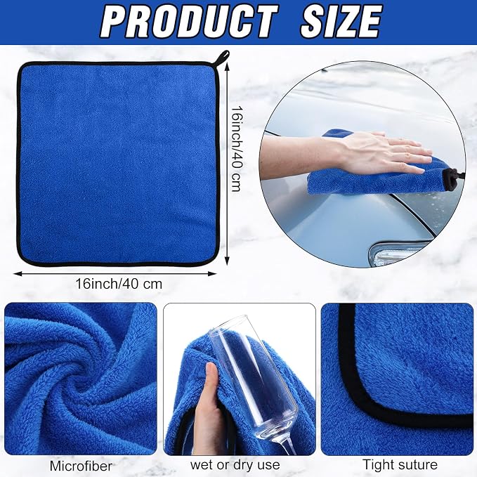 Tallew 80 Pcs Blue Microfiber Towels: 16"x16" Microfiber Drying Towels Bulk Micro Fiber Car Cleaning Cloth for Cars Drying Washing Polishing Cleaning Household Supplies