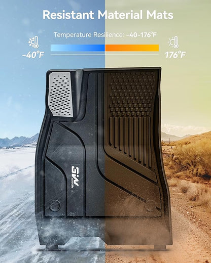3W Model 3 Floor Mats 2025 2024 with Metal Pedal, Highland Floor Liner, All Weather Custom Fit Accessories Black