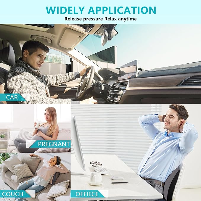 FLORICH Lumbar Support with Car headrest Back Pillow for Chair Headrest Pillow with Gel Memory Foam Massage Point Memory Foam Back Pillow for Office Chair(Grey)