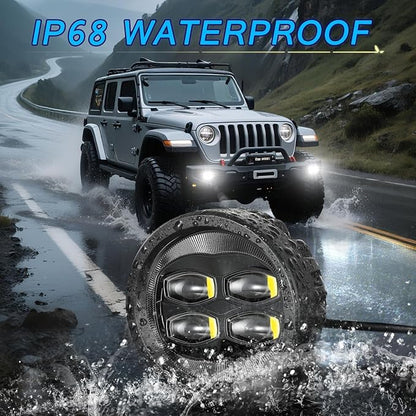 SAE LED Fog Lights, ACEC SHOP 2PCS 80W 3.5 Inch Round LED Pods DOT Approved Street Legal Pod Lights Off Road Driving Fog Light Bars for Trucks Pickup Wrangler JK Tacoma Tundra SUV UTV ATV Motorcycle