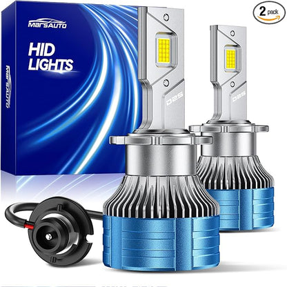Marsauto D2S HID Bulbs, 800% Brightness, 6500K White for 85122 66240 66040 66240CBI Bulb, Plug and Play, Pack of 2