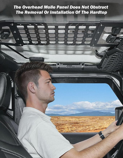 JOYTUTUS Hard Top Roof Rack Molle Panel Compatible with Wrangler JL JLU & Gladiator JT 2018-2026, Wrangler Overhead Molle Panel Storage Cargo Roof Rack, No Drilling(Not for Soft-Top)