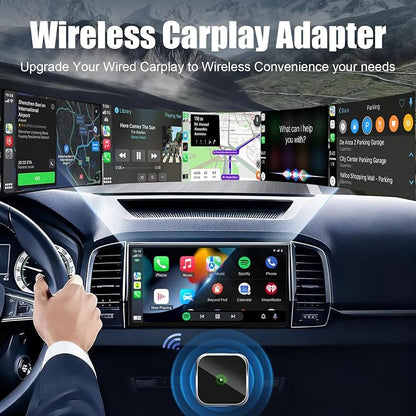 2-in-1 Mini Wireless CarPlay Adapter for Apple iPhone & Android Auto Adapter,2025 Upgrade Wired to Wireless,Plug & Play, Fast Stable Connection Car Play for iOS 10+/Android 11+,USB-A/Type-C Cable